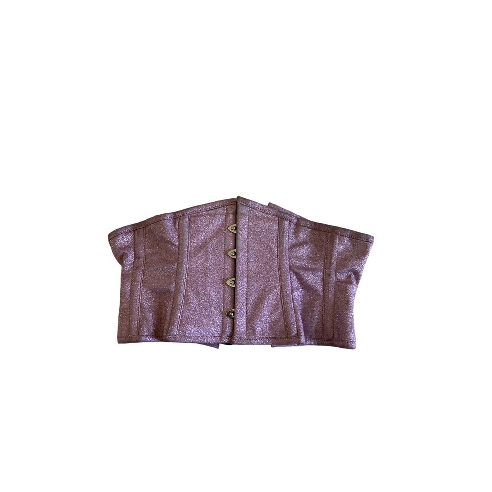 Pink glitter steel boned waist cincher Corset Size S